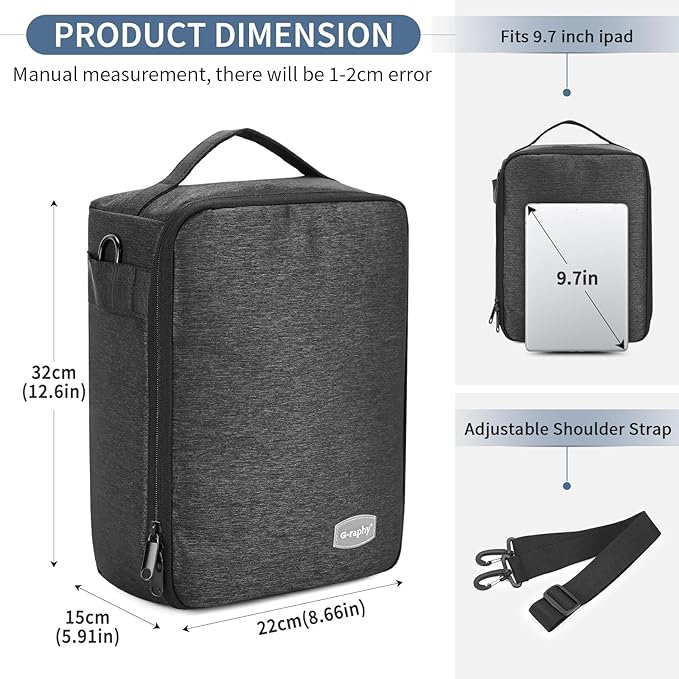 G-raphy Camera Insert Bag Lenses Cases with Large Capacity Camera Case Dividers with Grab Handle and Removal Strap Shockproof for DSLR SLR Mirrorless Cameras and Other Photography Accessories (Grey)