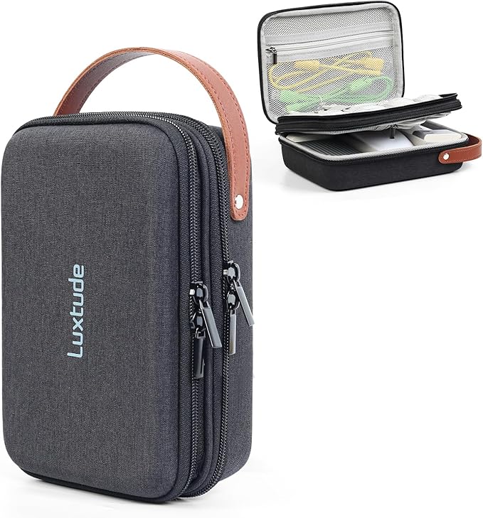 Luxtude Electronic Organizer Travel Case, Portable Tech Organizers, Hard Charger Organizer, Travel Cable Organizers, Tech Bag (Double Layer, Black, Medium)