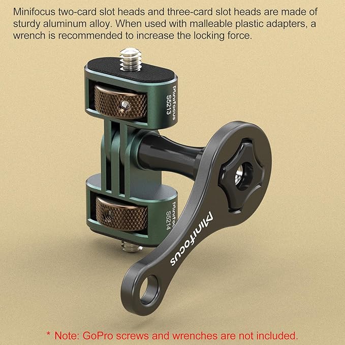 MINIFOCUS Gopro to 1/4" Adapter, Aluminum CNC Tripod Mount for Gopro Hero 13/12/11/10/9/8, Insta360 X5/X4/X3, DJI Osmo, AKASO and Other Standard 1/4" Accessories