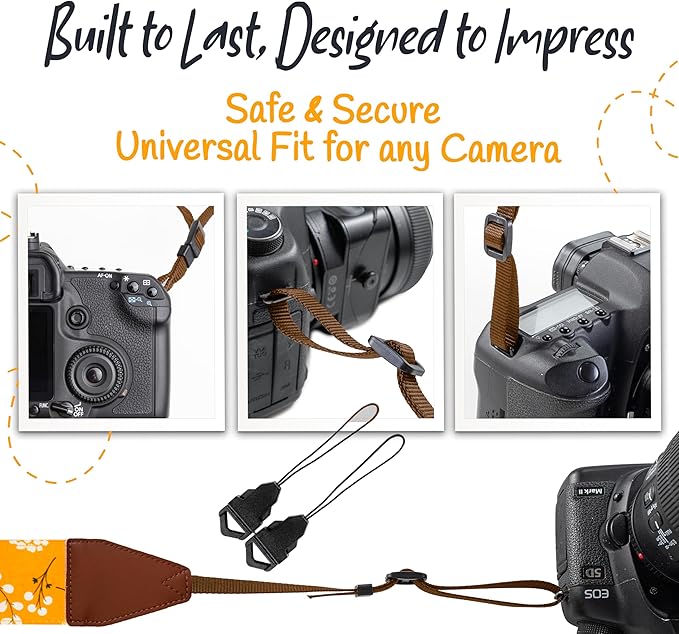 Art Tribute Camera Strap for All DSLR and Mirrorless Cameras. Add Your Name Or Initials Make It a Personalized Gift