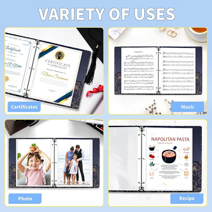 SUNEE Sheet Protectors 200 Packs for 3 Ring Binder, PVC-Free Clear Page Protectors 8.5x11 Inches Plastic Cover for Paper, Documents, Photos, Top Loading Binder Sleeves Letter Size