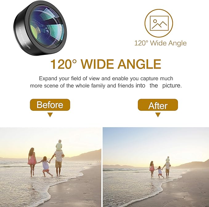 Phone Camera Lens,Upgraded 3 in 1 Phone Lens kit-198° Fisheye Lens + Macro Lens + 120° Wide Angle Lens,Clip on Cell Phone Lens Kit Compatible with Samsung Android Smartphones