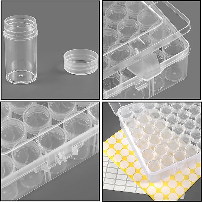 Notgia 1pack 60 Grids Bead Organizer and Storage Diamond Painting Containers Portable Plastic Case Box Arts Crafts Storage for Seeds Beads Sewing Cosmetic Nail Glitter Powder Small Parts Rhinestones