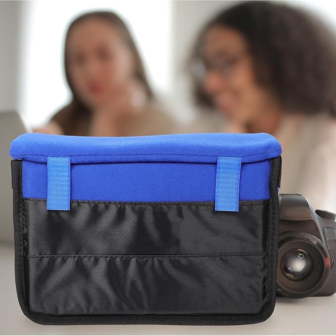 OKUMEYR Portable Shockproof Camera Bag Insert for DSLR Photography Outdoor Use Blue Padded Storage Pouch