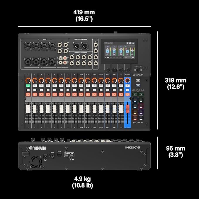 Yamaha MGX16 22ch Digital Mixing Console, Dual USB-C Audio Interface, Includes Cubase Al, WaveLab Cast LE, Basic FX Suite and Steinberg Plus Software Bundle, Black MGX16 B