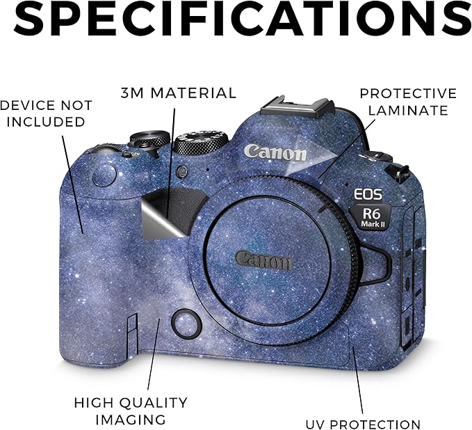 Glossy Glitter Camera Skin Compatible with Canon EOS R6 Mark II Camera (2022) - Blue Stars - Premium 3M Vinyl Protective Wrap Decal Cover - Easy to Apply | Crafted in The USA by MightySkins