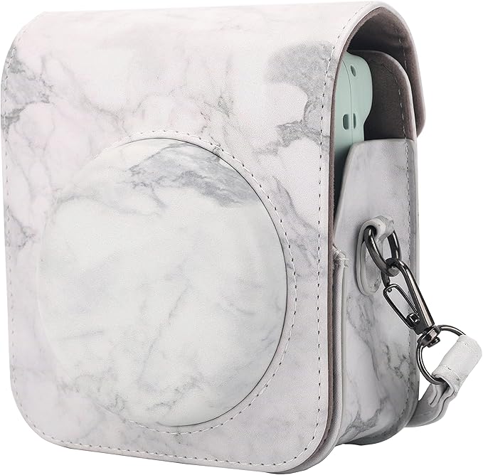 Frankmate Protective Case Compatible with Mini 12 Instant Film Camera with Accessory Pocket and Adjustable Strap (Marble)
