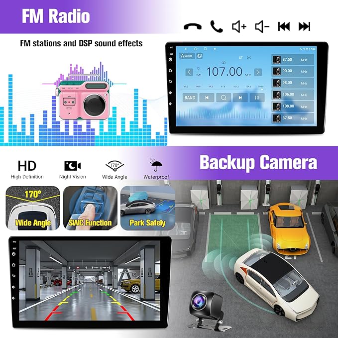 Leadfan 64G Car Stereo Radio for (Non JBL Version) Toyota Corolla 2003 2004 2005 2006 2007 2008, with Wireless Carplay, Android Auto, FM, Plug and Play Wiring Harness, GPS, SWC,MIC