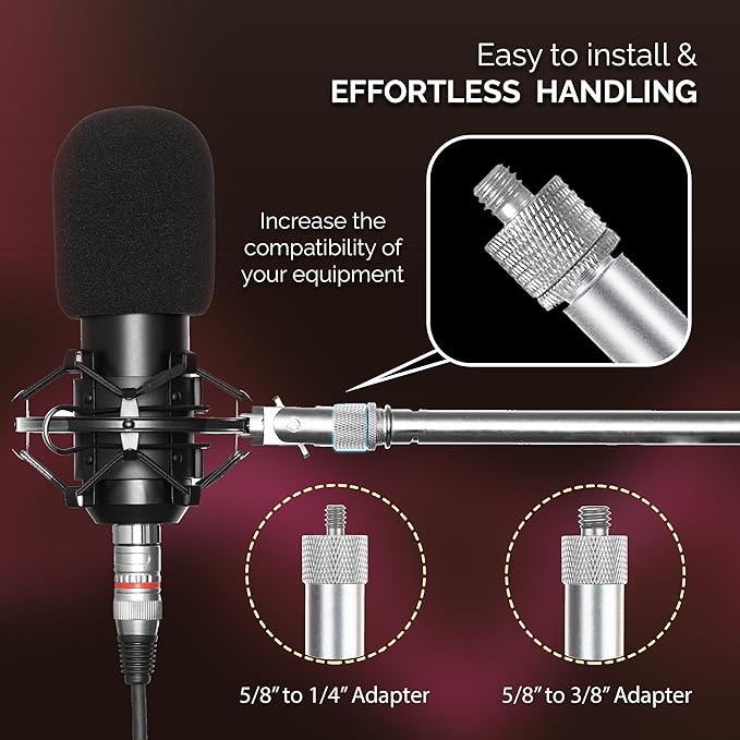 IXTECH Mic Stand Adapter Set 8 pc - Metal Tripod Adapters Female-Male 5/8-3/8, 3/8-5/8, 5/8-1/4, 1/4-5/8 ADP02 Silver