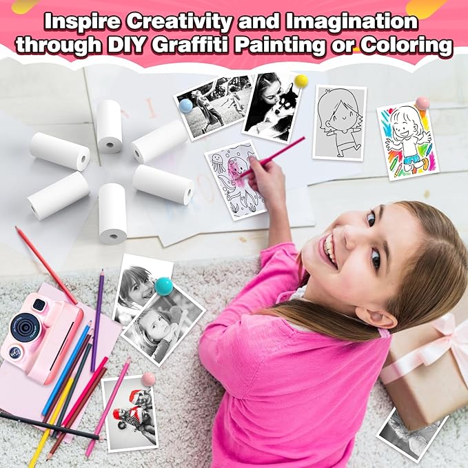 Kids Camera Instant Photo Printing Paper Roll, 16 Rolls Leebotree Thermal Print Refill Fit for Most Kids Instant Camera Includes ESOXOFFORE/Dylanto/DUDUDRAGON/Cimizi (16 Rolls-White)