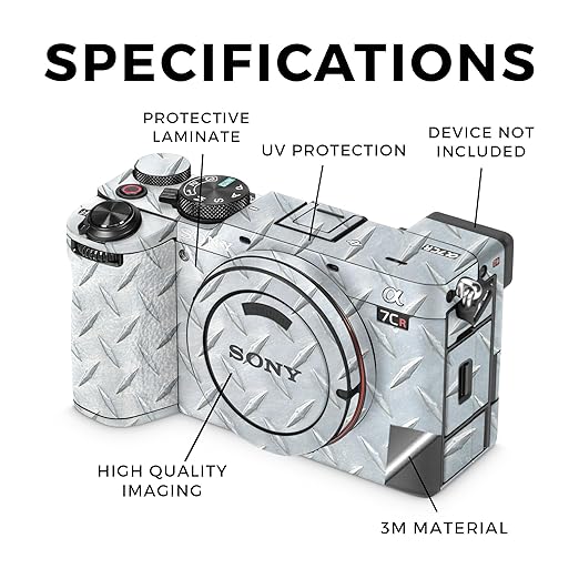 Camera Skin Compatible with Sony Alpha 7CR Camera (2023) - Diamond Plate - Premium 3M Vinyl Protective Wrap Decal Cover - Easy to Apply | Crafted in The USA by MightySkins