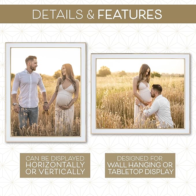 Sheffield Home Tabletop Picture Frame – Iron Enamel Decorative Display Frame for Home or Office, 4x6 Inch, White