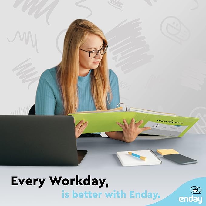 Enday 1 Inch Binder (6 Pack - Assorted Colors) 3 Ring Binder 1 inch with Clear View Cover and 2 Inside Pocket - for Letter Size 8.5 x 11'' Paper, Ideal for School Supplies, Office, and Home