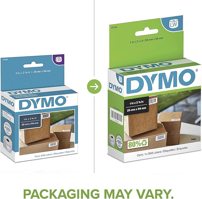 DYMO Authentic LW Multi-Purpose Labels DYMO Labels for LabelWriter Printers Great for Barcodes 1" x 2-1/8" 1 Roll of 500