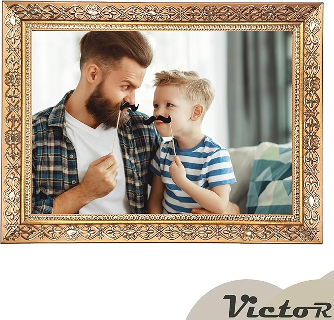 VictoR Picture Frame 6x8 in Gold Vermeer - Antique Picture Frame with shatterproof Acrylic Glass - 6 x 8 Photo Frame Vintage