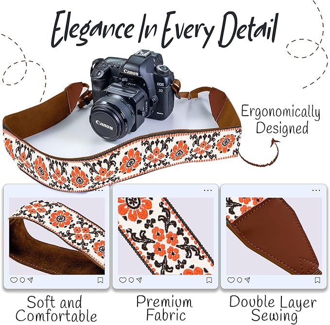 Art Tribute Camera Strap for All DSLR and Mirrorless Cameras. Add Your Name Or Initials Make It a Personalized Gift