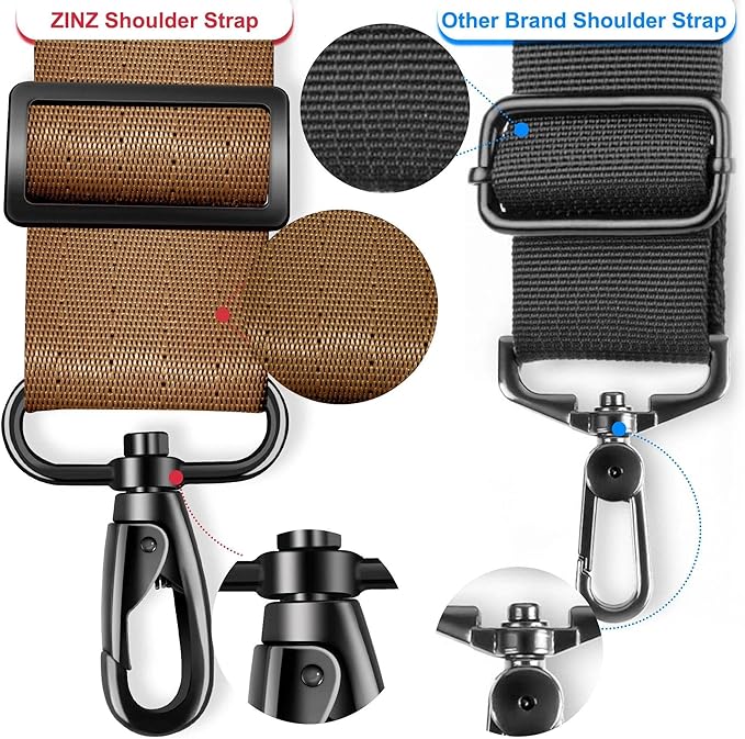 ZINZ 75" Shoulder Strap with Fixed Pad and Dual Balanced Buckles，Khaki