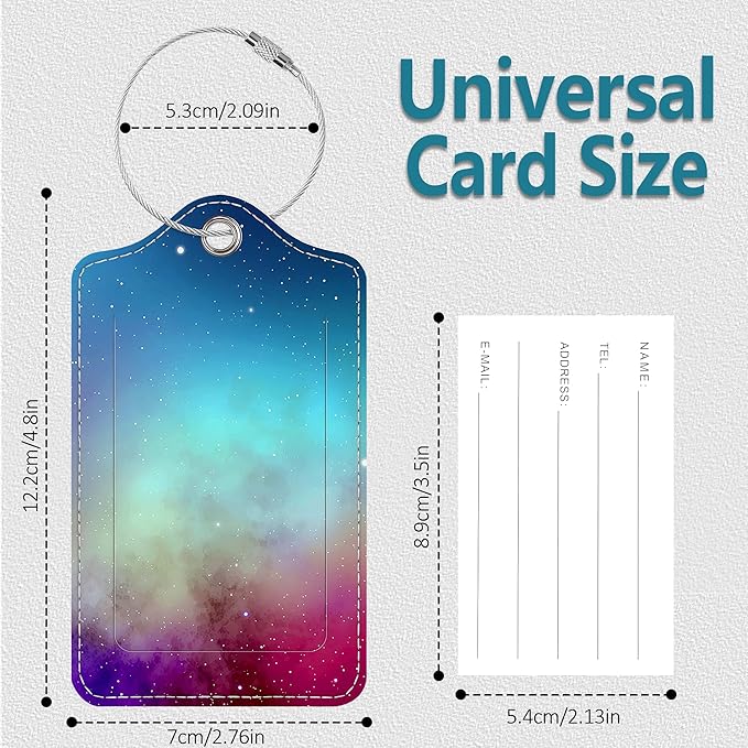 Luggage Tags for Suitcases, 4 Pack Cute PU Leather Suitcase Tag Identifiers TSA Approved with Stainless Steel Loop and Address Card for Baggage Tag for Cruise Airport Travel Essentials by