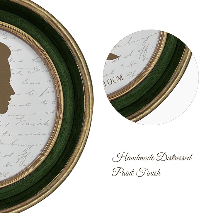 AELS 4x4 Inch Vintage Picture Frame, Elegant Antique Photo Frames with Glass Front, Photo Display, Tabletop Wall Hanging, Gift Ideas, Green with Gold Trim