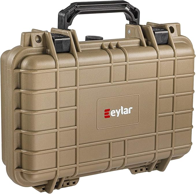Eylar Protective Gear and Camera Hard Case Waterproof Dry Box with Foam 11.6 Inch 8.3 Inch 3.8 Inch (Tan)