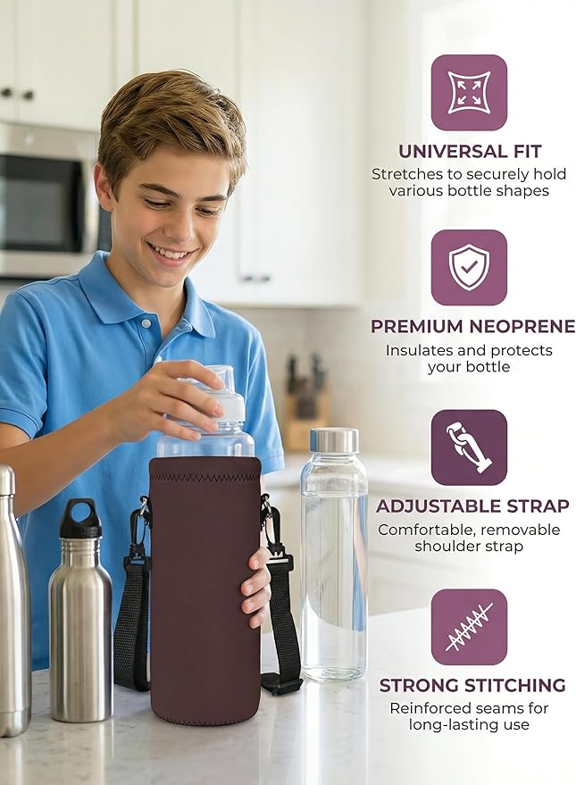 AUPET Water Bottle Bag Carrier,24oz/32oz Insulated Neoprene bottle Sling Holder Case Pouch Cover for 1000ML/750ML Bottles with Shoulder Strap for walking