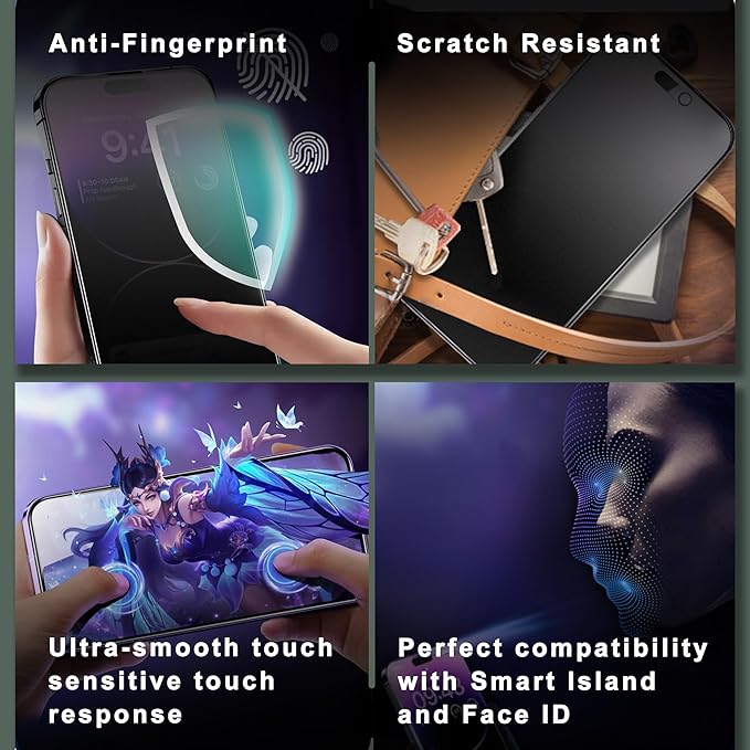 SHANG PIN JIA 2 Pack Matte Privacy Screen Protector for iPhone 17 Pro Max 6.9-Inch Auto Dust Removal, No Bubbles,Anti-Spy Tempered Glass Film, Easy Installation