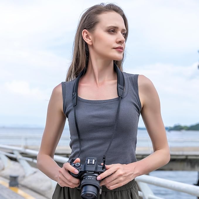 JJC Neck Strap for Canon EOS R50V R50 R100 M50 Mark II Nikon Sony Fujifilm Mirrorless Cameras, 23.6-43.3" Adjustable Camera Shoulder Sling Strap with Soft Neoprene Non-slip Padded