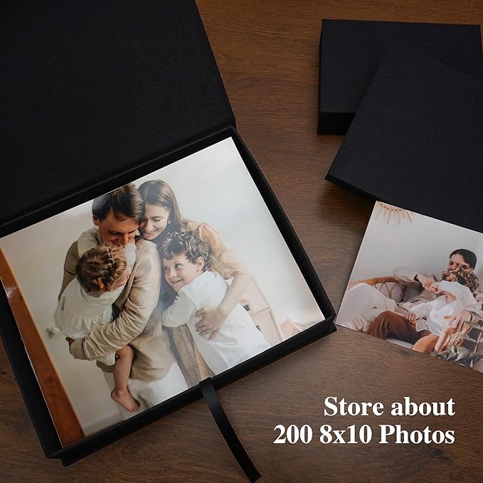Hiwhy Photo Storage Box 8x10, Memory Box Perfect to Store Your Photo, Pictures, Certificates, Scrapbooking Supplies, Keepsakes and Jewelry Black