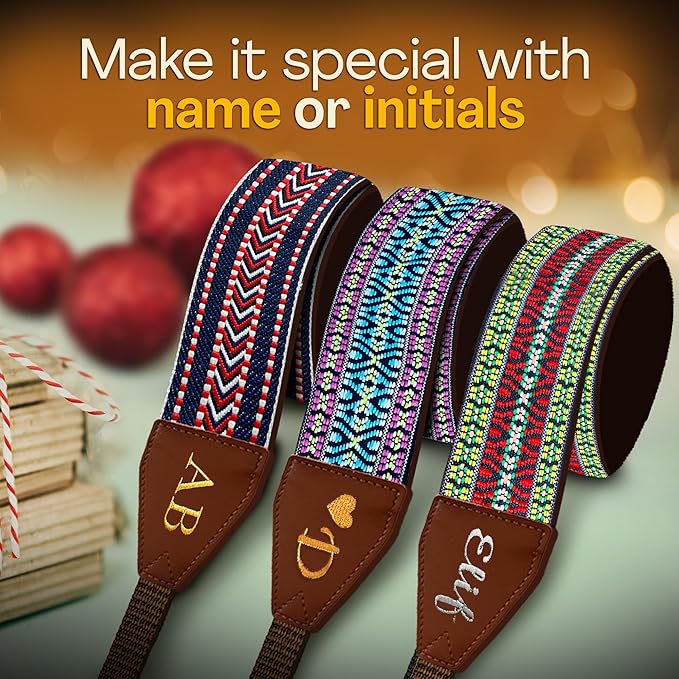 Art Tribute Camera Strap for All DSLR and Mirrorless Cameras. Add Your Name Or Initials Make It a Personalized Gift