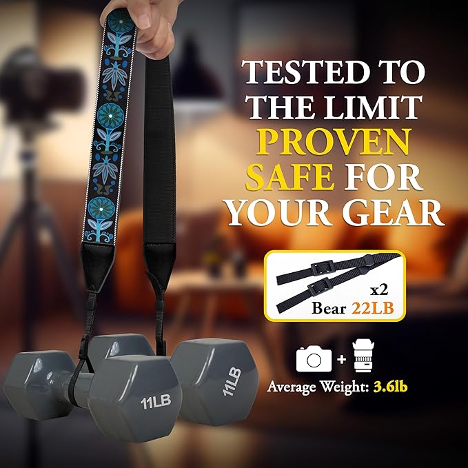 Art Tribute Camera Strap for All DSLR and Mirrorless Cameras. Add Your Name Or Initials Make It a Personalized Gift