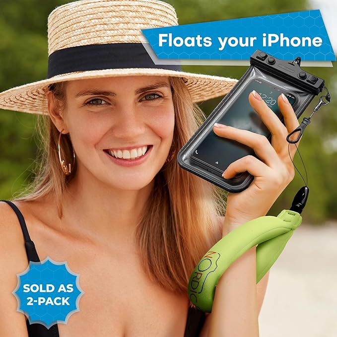 Nordic Flash Waterproof Camera Floaty (2-Pack) – Floating Strap for Action Cameras, GoPro Accessories, DJI Floating Handle, Phone Floating Strap, and Pool Floats