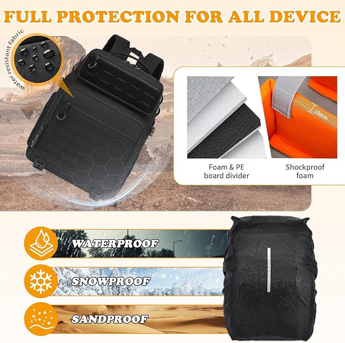 HAMBOLY Professional Camera Bag Backpack, Large Waterproof Photography Bag Case for DSLR/SLR/Mirrorless Camera with Tripod Holder/15.6’’ Laptop Compartment/Rain Cover