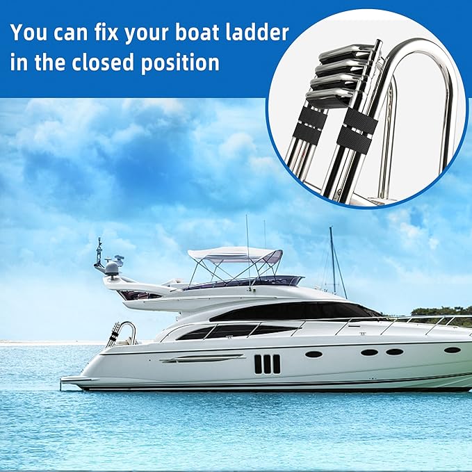 CODREE 4-Piece Pontoon Boat Ladder Strap - 18 Inch UV-Resistant, Snap & Screw Stud Fasteners - Secure Your Folding Boat Ladder