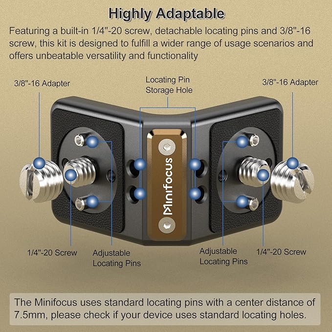 1 Pcs Mini L-Shaped Mount Plate, Right-Angle Plate Mounting Bracket with ARRI, 90° Angle Video Rig Adapter for Wireless Video Transmitter, V-Mount Battery, Monitor, Max.Load 3.0kg
