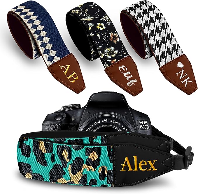 Art Tribute Camera Strap for All DSLR and Mirrorless Cameras. Add Your Name Or Initials Make It a Personalized Gift