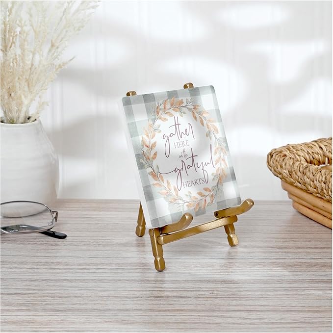 Bard's Satin Gold-toned Metal Easel, 5" H x 3.375" W x 3.5" D, Pack of 3