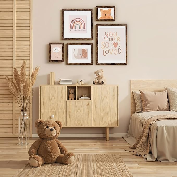 Vittanly 12x16 Picture Frame, Made of Solid Wood and Shatterproof Plexiglass, Display Pictures 11x14 with Mat or 12x16 without Mat, Wooden Photo Frame for Wall Mounting, Dark Brown, 1 Pack