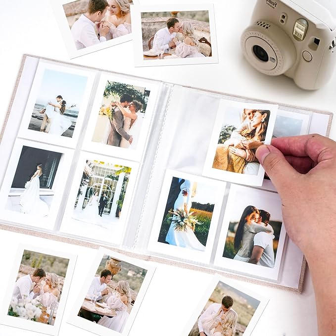 Vienrose Mini Polaroid Photo Album Book 208 Photos 2x3 Inch Pictures for Fujifilm Instax Mini 7s 8 9 11 25 26 40 50s 90 Evo Z2300 Instant Camera, Polaroid Snap Beige 1 Pack