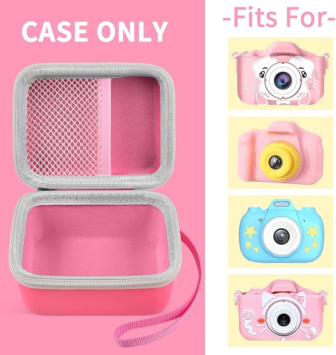ANKHOH Camera Case for Seckton/for Desuccus/for PROGRACE/for GKTZ/for Dylanto/for Rindol/for One'sMore/for HANGRUI Kids Digital Camera, Kid Camcorder Storage Box for Cable Accessory-Bag Only, Pink