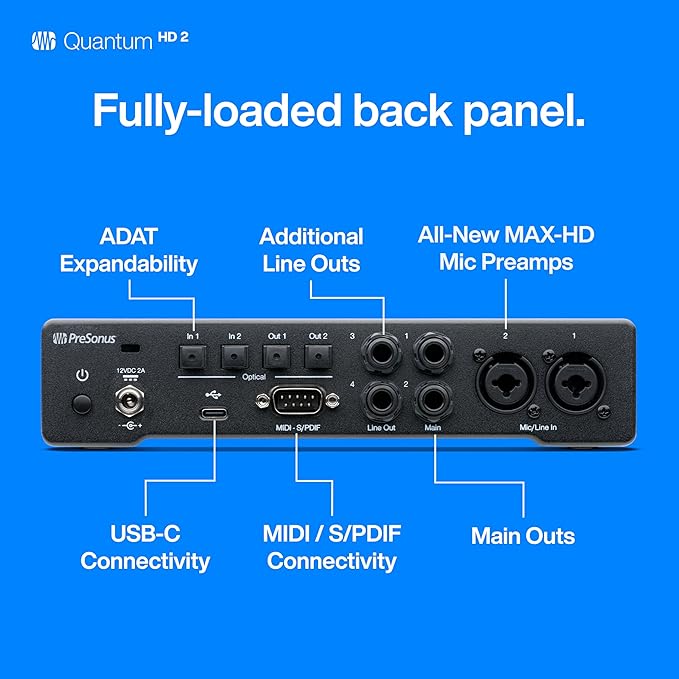 PreSonus Quantum HD 2 20 x 24, 32-bit / 192 kHz USB-C Audio Interface With Studio One Pro Software
