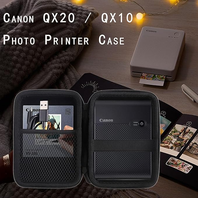 JINMEI Hard EVA Carrying Storage Case Compatible with Canon SELPHY QX20 / SELPHY Square QX10 Compact Photo Printer Protective Travel Storage Box (Black)