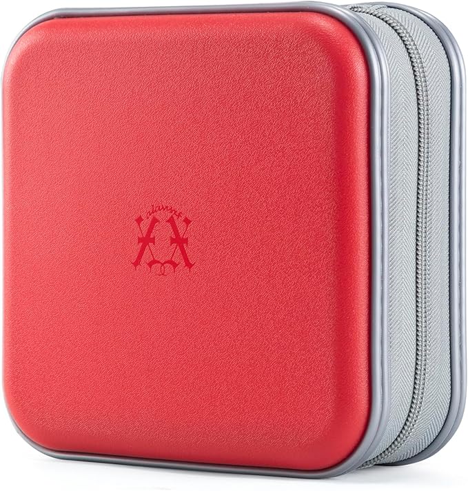 alavisxf xx CD Case, 48 Capacity Hard Plastic DVD Case Portable Zipper CD Holder Large Storage Disc Wallet Bag for Car Home Travel (Red, 48 Capacity)