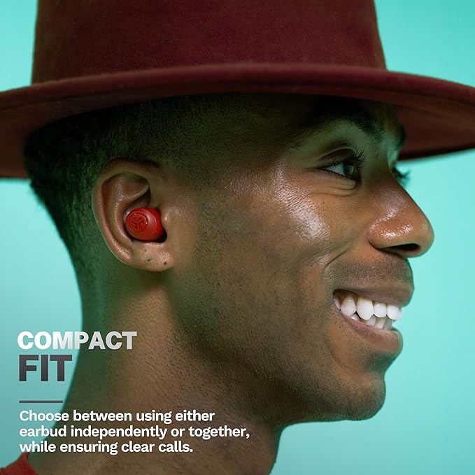 JLab Go Air Pop+ True Wireless Earbuds, in Ear Headphones, Bluetooth Earphones, 35H Playtime Ear Buds, Bluetooth Earbuds with Microphone, USB-C Charging Case, Dual Connect, EQ3 Sound, Rose