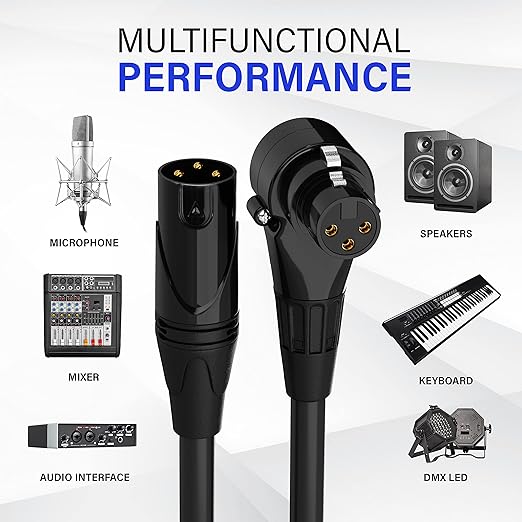 LyxPro 6 Feet Right Angle XLR Female to Male 3 Pin Mic Cord for Powered Speakers Audio Interface Professional Pro Audio Performance Camcorders DSLR Video Cameras and Recording Devices - Red