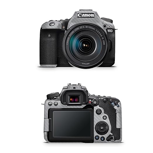 Carbon Fiber Camera Skin Compatible with Canon EOS 90D Camera (2019) - Solid Gray - Premium 3M Vinyl Protective Wrap Decal Cover - Easy to Apply | Crafted in The USA by MightySkins