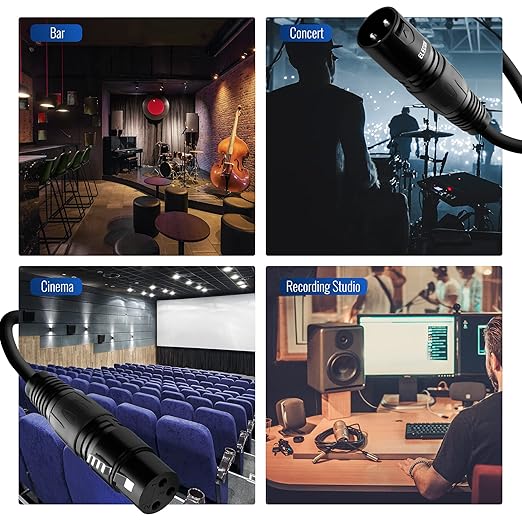 XLR Cable Microphone Cable 100 Feet,Elecan Heavy Duty Balanced XLR Speaker Cable (From 25-200FT) 3-Pin Shielded Male to Female Mic Cord,DMX Stage Lighting Patch Cable for Speaker Systems Mixer+10 Ties