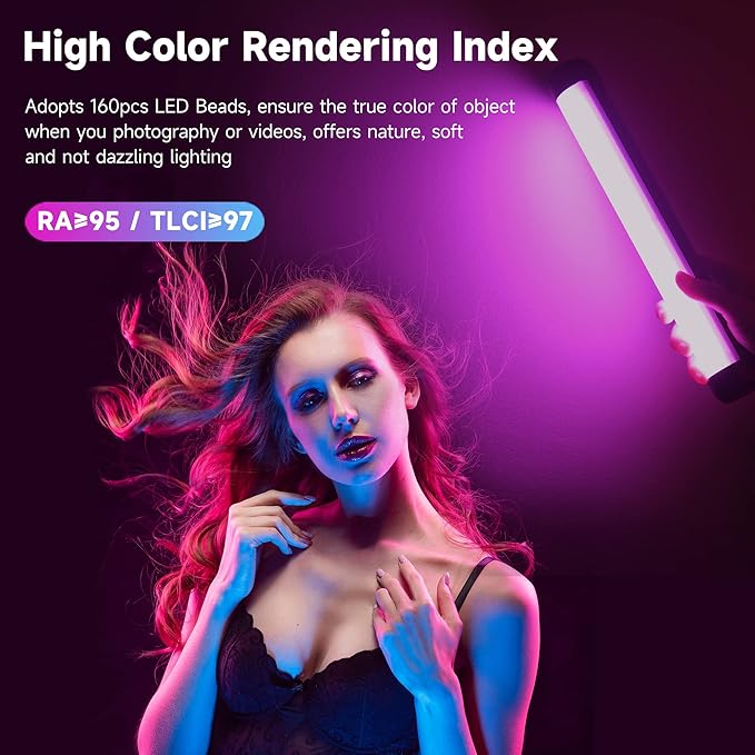 Weeylite K21 RGB LED Stick Light, Magnetic App Control LED Video Light Wand w CRI 95+ 2500mAh Rechargeable 2500-8500K Full Color Portable Handheld Photography Light for Portrait Video Recording TikTok