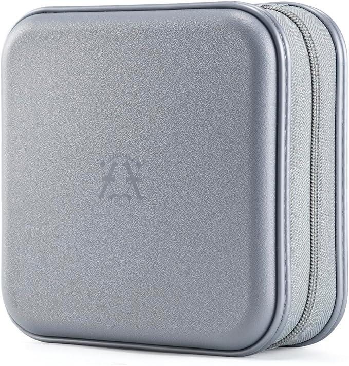 alavisxf xx 48 Capacity Hard Plastic DVD Case Portable Zipper CD Case Holder Large Storage Disc Wallet Bag for Car Home Travel (Grey)