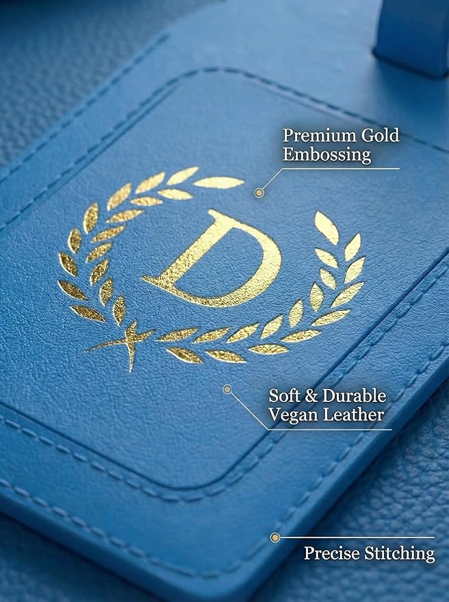 Luggage Tags for Suitcases 6 Pack PU Leather Travel Bag Tags with Privacy Cover & Stainless Steel Buckle, Vegan Leather Name ID Labels for Travel Bags, Cruise, Airline, Backpack, Baggage Identifier(D)