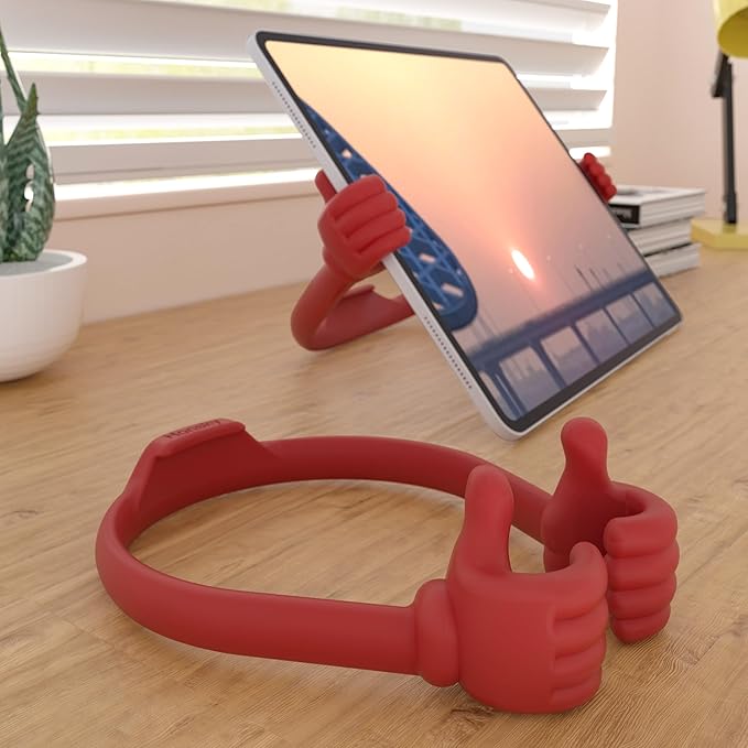 Honsky Adjustable Tablet Stand, Portable Phone Holder for Desk Bed - Multi-Angle Drawing Stand Compatible with All Tablets (Red)